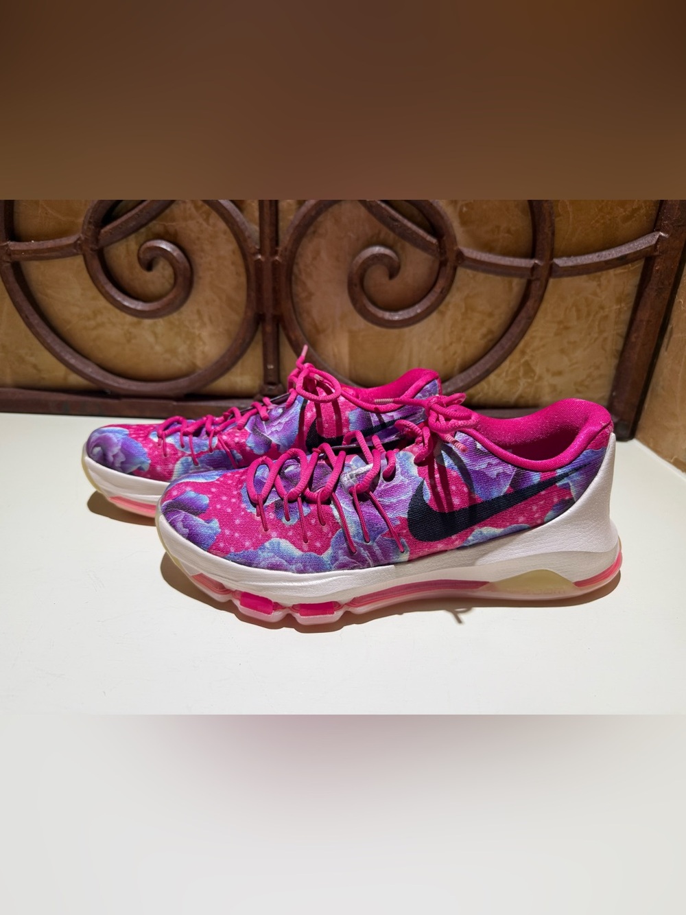 Nike KD 8 Aunt Pearl Pink & Purple Floral-Print Athletic Sneakers